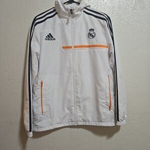 Adidas White Jacket with Orange and Black Accents